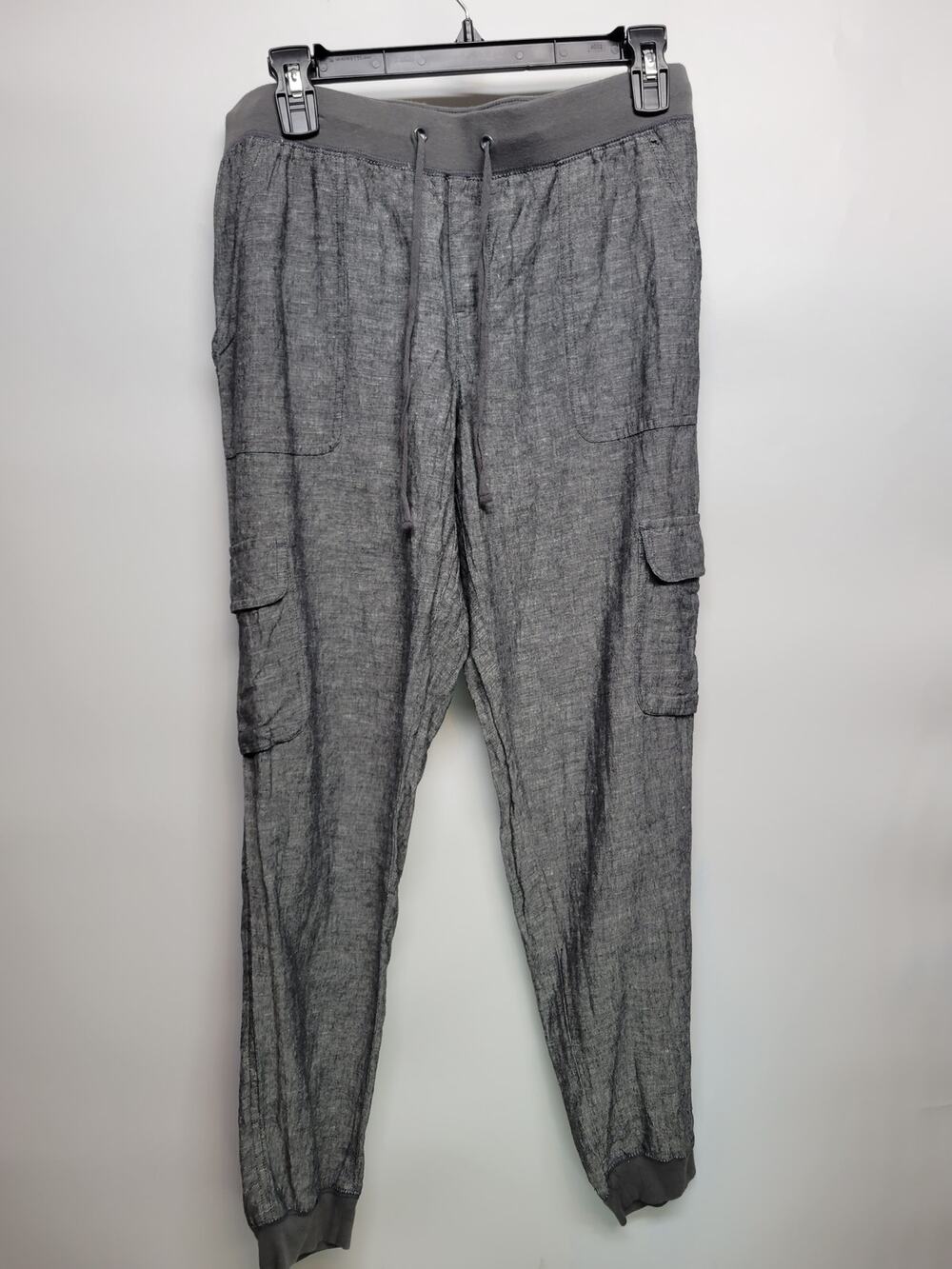 New York & Company Women's Grey Cargo Jogger Pants Medium Drawstring Cuffed